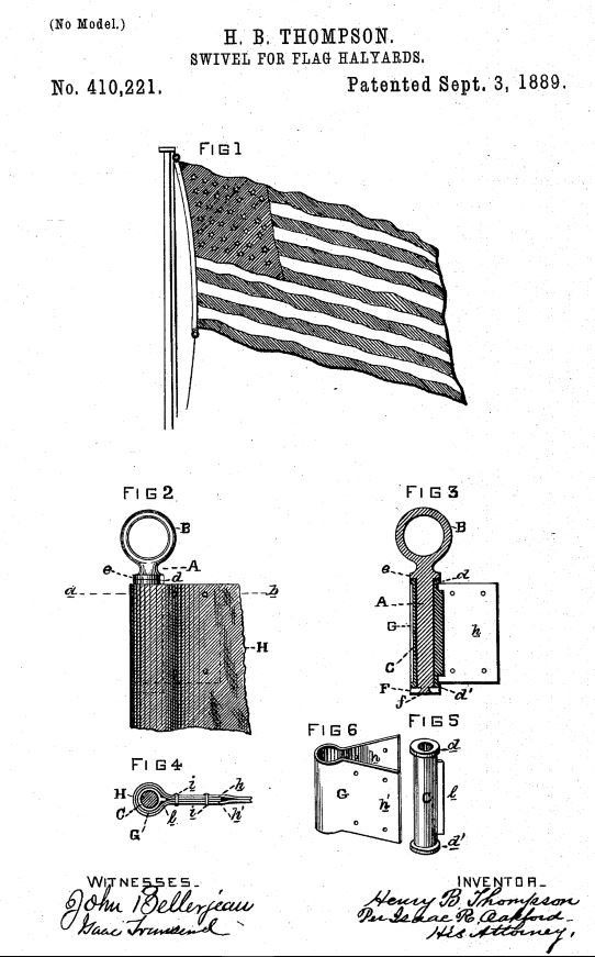 US410,221 | Swivel for Flag-Halyards | Circa 410,221