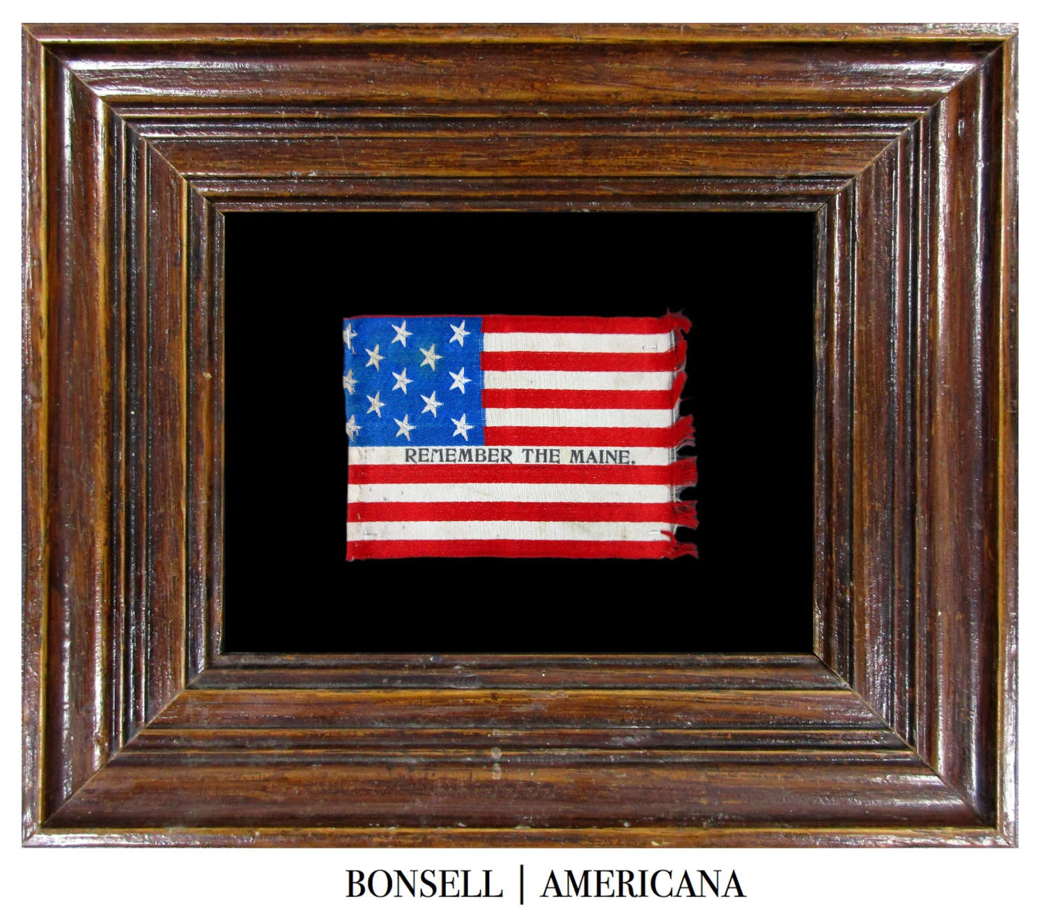 Antique Remember the Maine 13 Star Parade Flag 