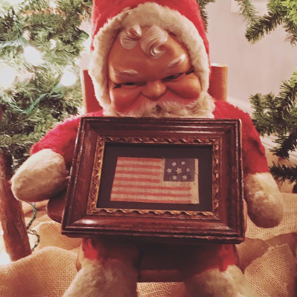 Santa with 7 Star Antique Flag