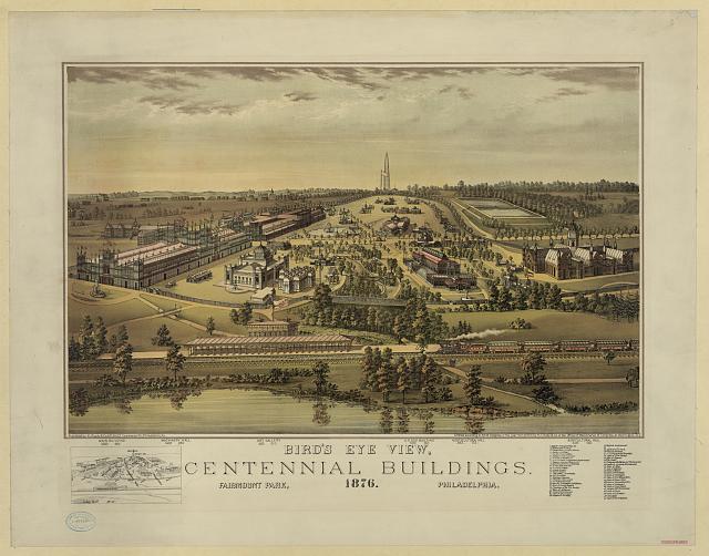 Bird's Eye View of the Centennial Buildings  in Philadelphia | Circa 1876