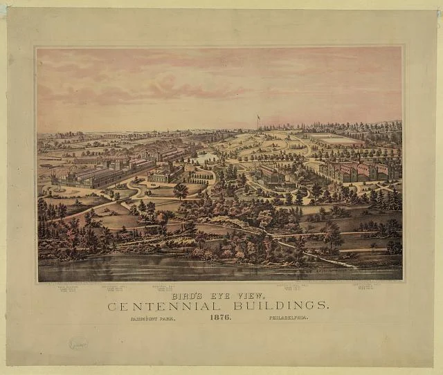 Bird's Eye View of the Centennial Buildings | Circa 1876