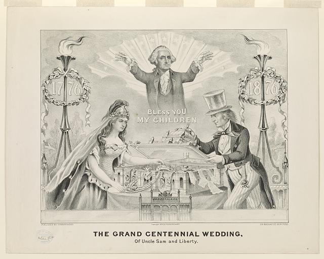 Grand Centennial Wedding of Uncle Sam and Lady Liberty | Circa 1876