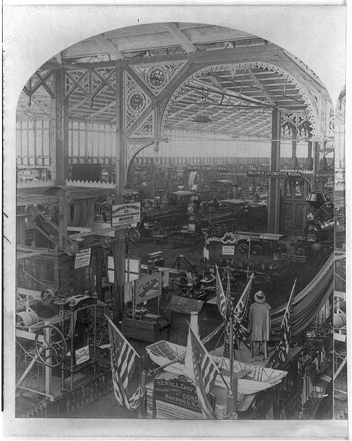 Interior of the Machinery Building at the Centennial Exhibition | Circa 1876