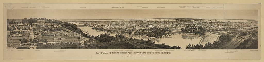 Panorama of Philadelphia and the Centennial Exhibition Grounds | Circa 1876