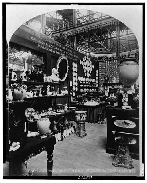 Plates and Figurines on Display at the Centennial Exhibition | Circa 1876