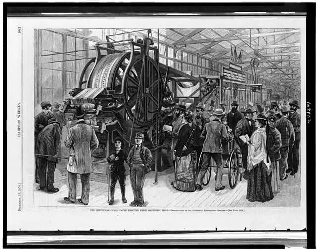The Centennial Wall Paper Printing Press in Machinery Hall | Circa 1876