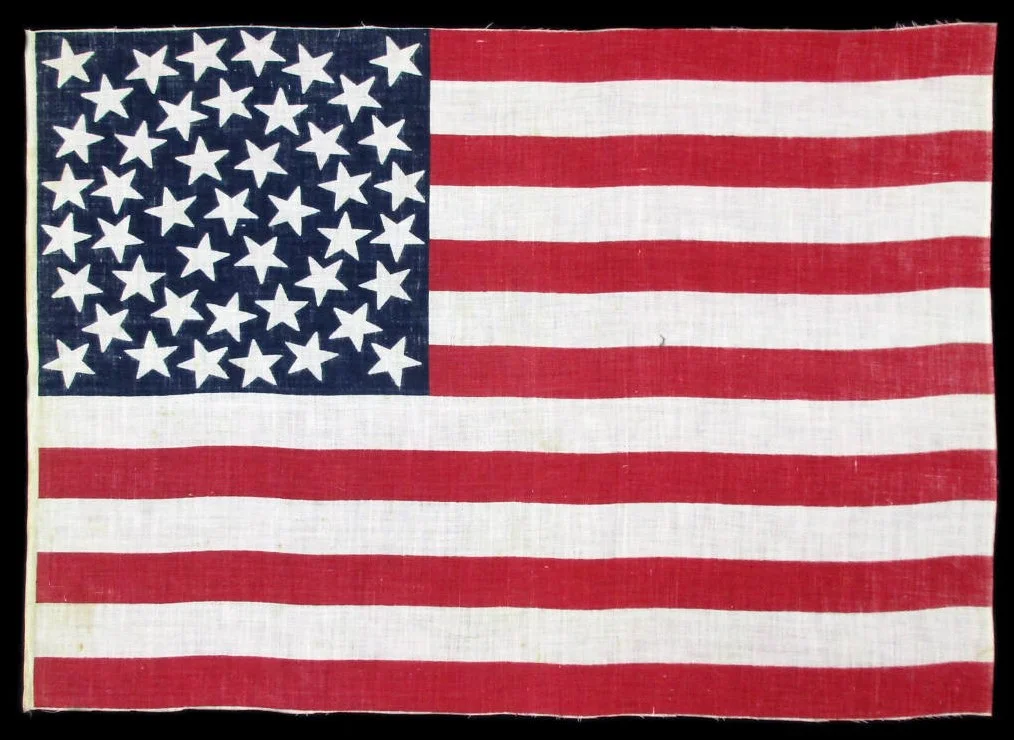 45 Star Antique American Flag with a Fabulous Medallion Pattern