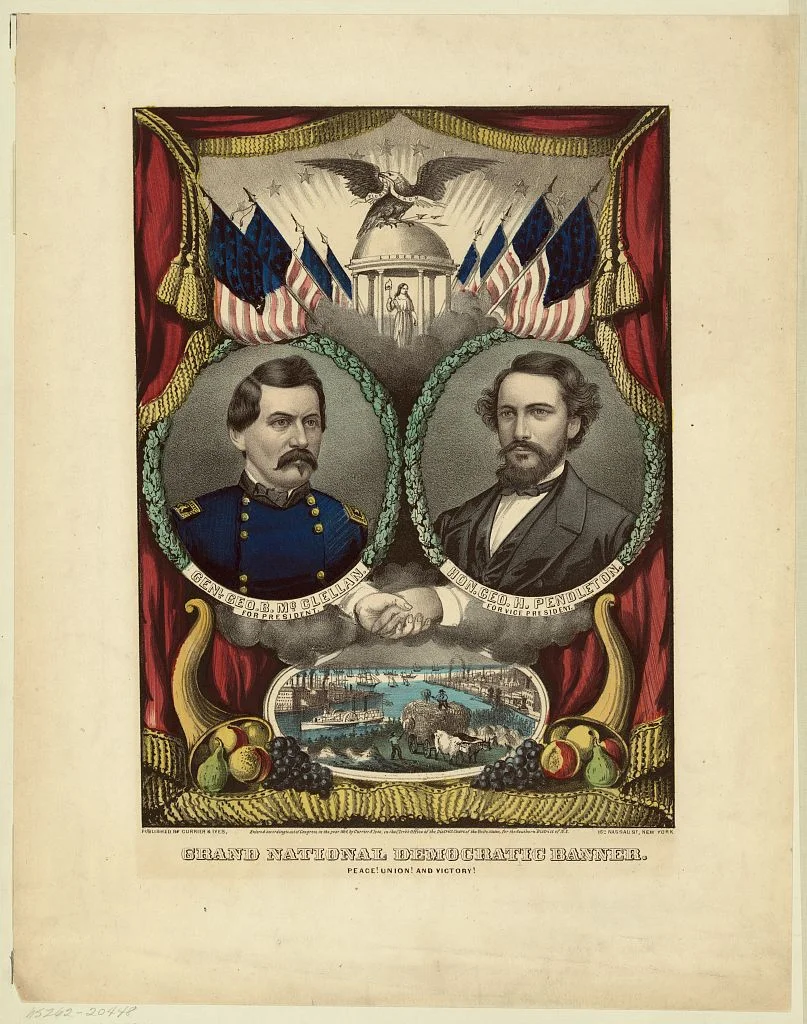 Grand National Democratic Banner. Peace! Union! and Victory! | Circa 1864