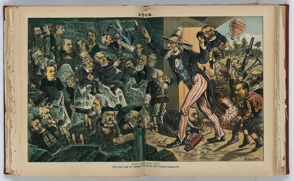 Uncle Sam Putting the Politicians on Ice | Circa 1883