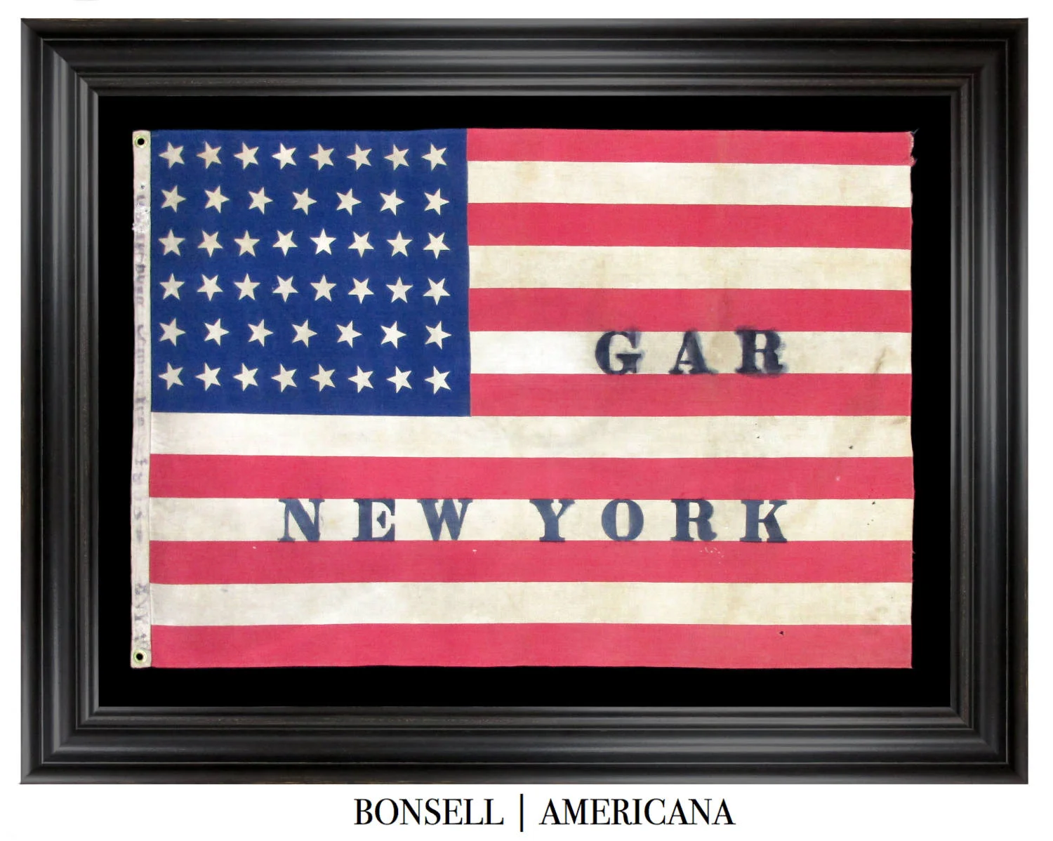 46 Star Antique US Flag with a GAR New York Overprint