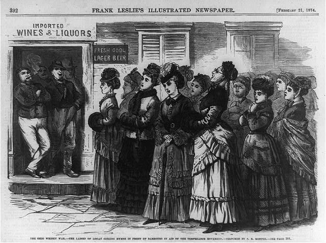 The Ohio Whiskey War - The Ladies of Logan Singing Hymns in Front of Bar Rooms in Aid of the Temperance Movement.jpg