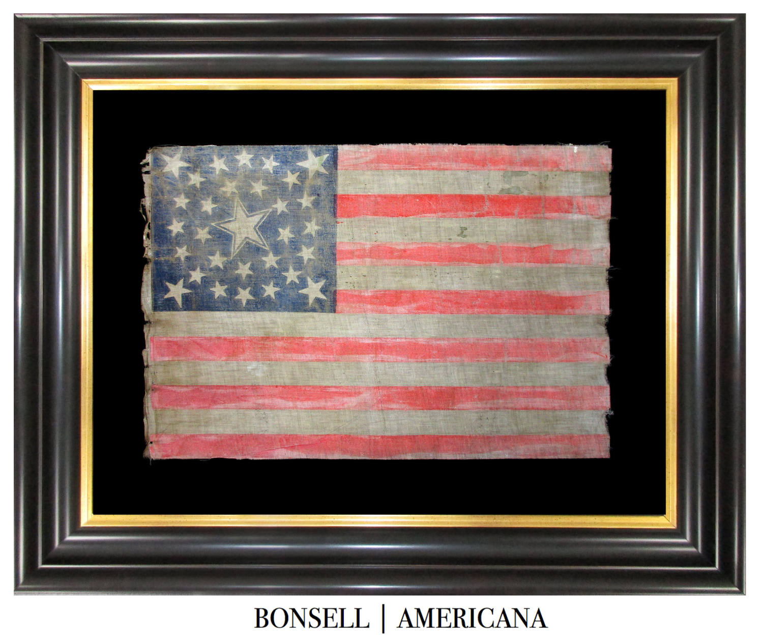 30 Star Antique US Flag with a Medallion Star Pattern and Haloed Center Star