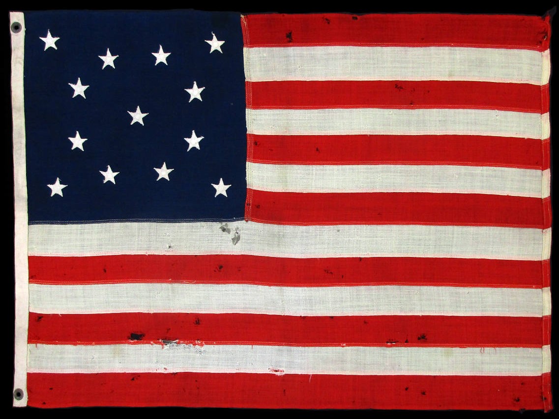 13 Star Antique US Flag with a Medallion Star Pattern