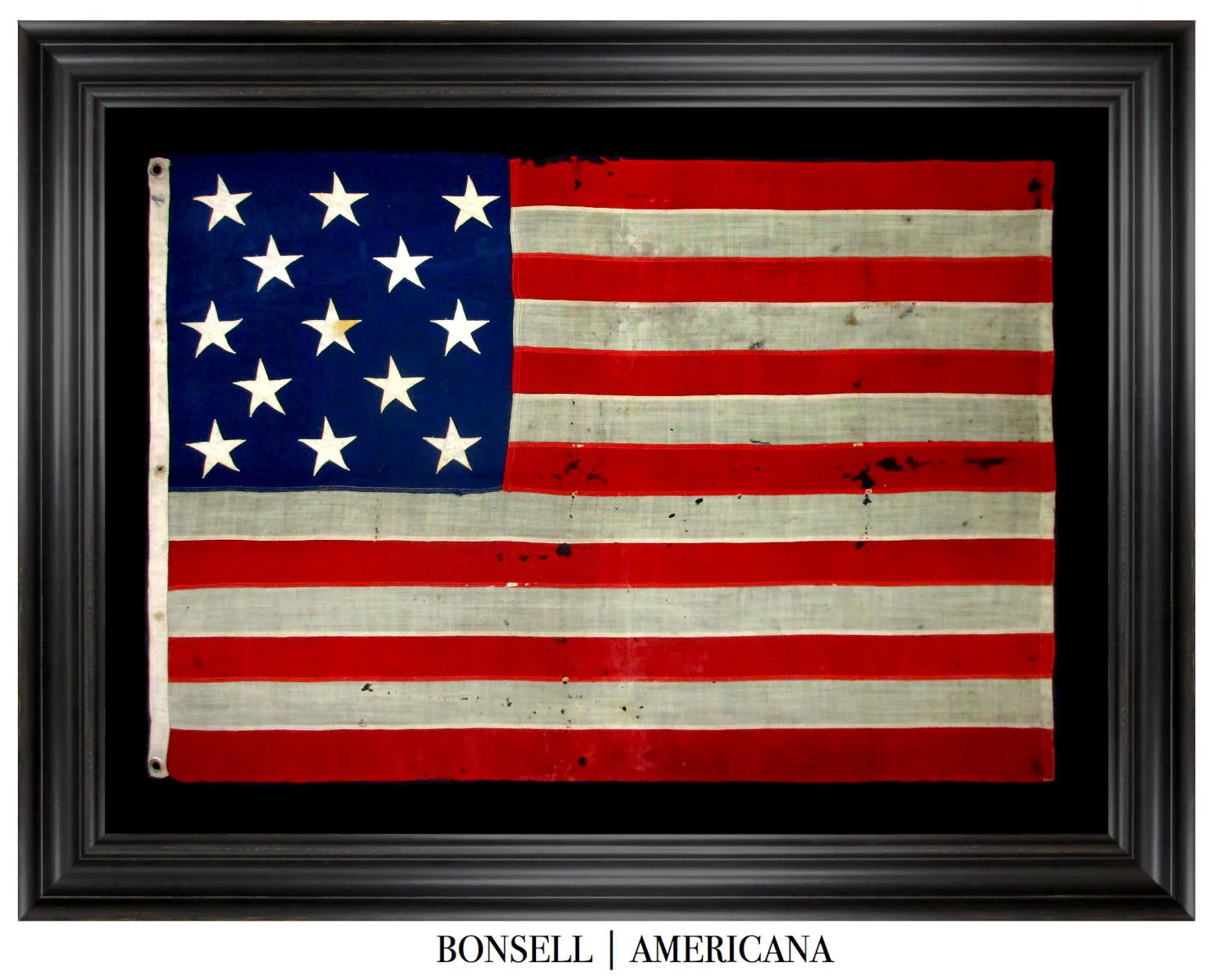 13 Star Antique US Flag with a 3-2-3-2-3 Star Pattern