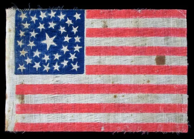 A Pre-Civil War 33 Star Antique Flag with a Medallion Star Pattern 