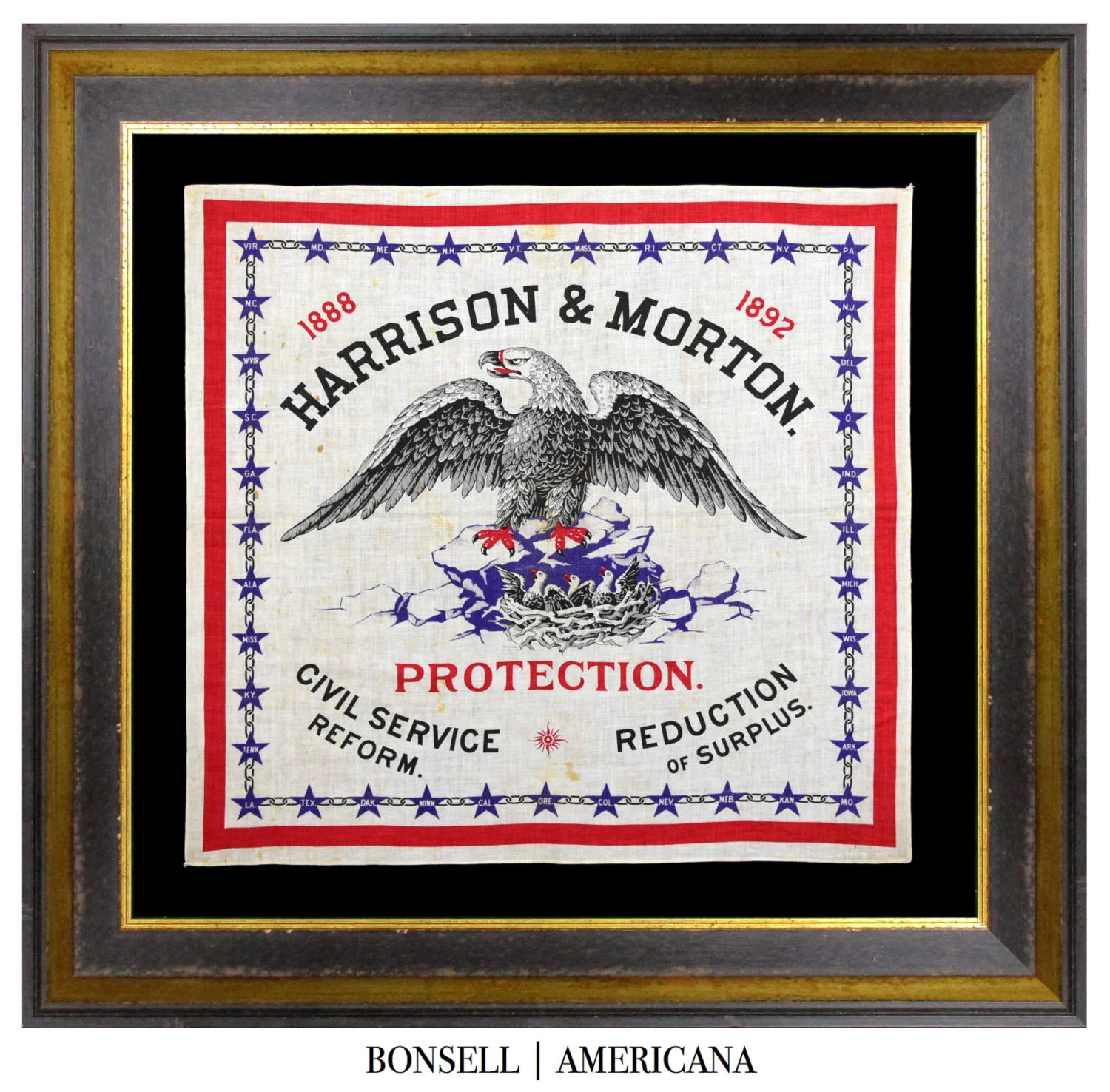 1. Antique 1888 Harrison and Morton Campaign Bandanna.jpg