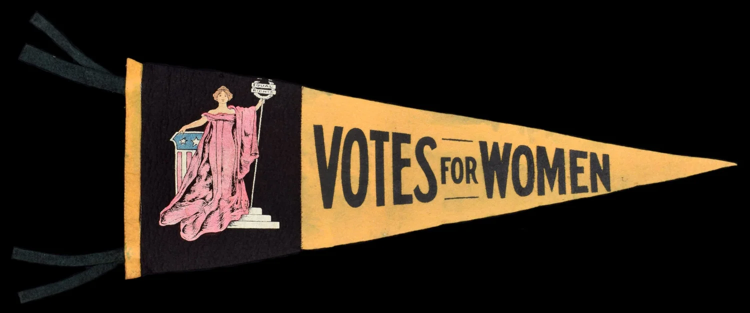 Extremely Rare Votes for Women Pennant | Features a Suffragette Posing as Lady Liberty