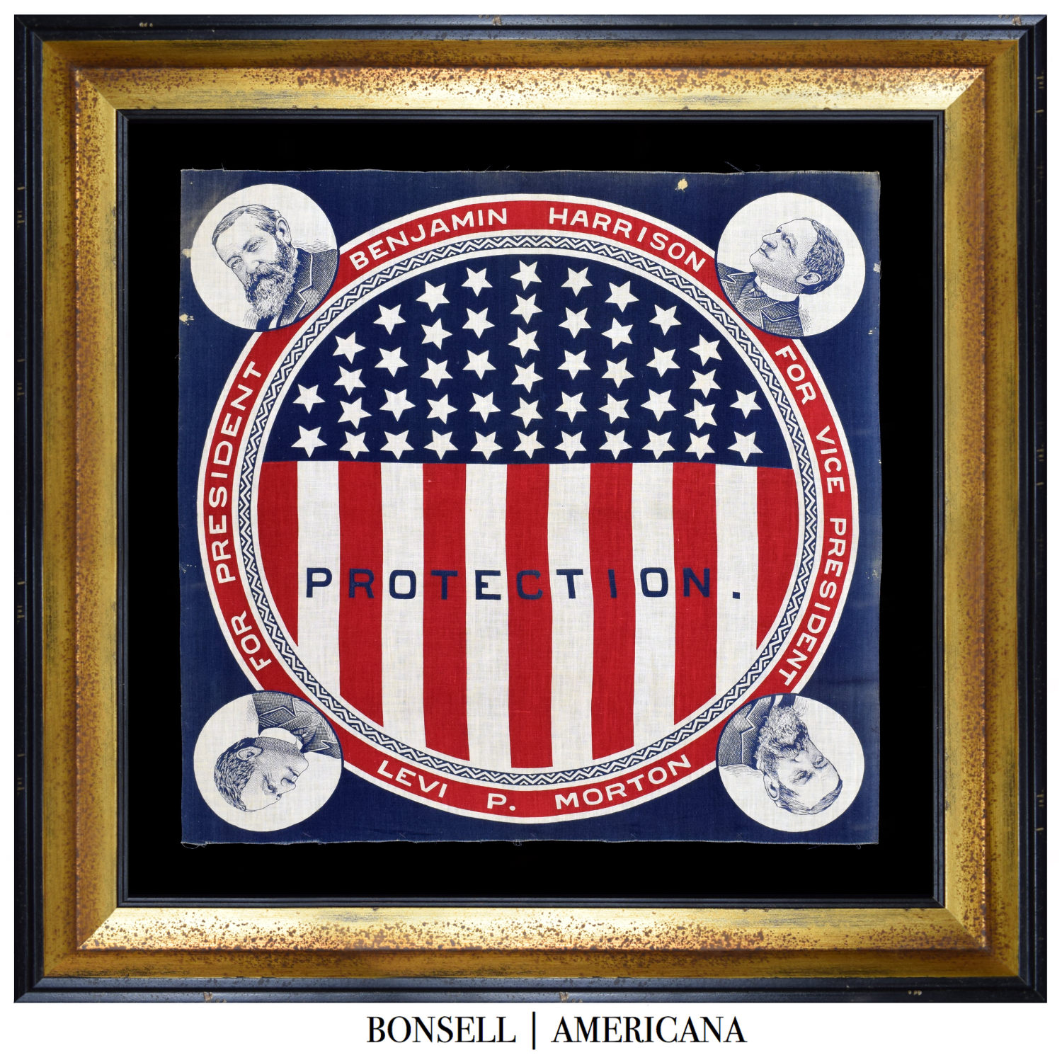 Benjamin Harrison and Levi Morton Campaign Bandanna