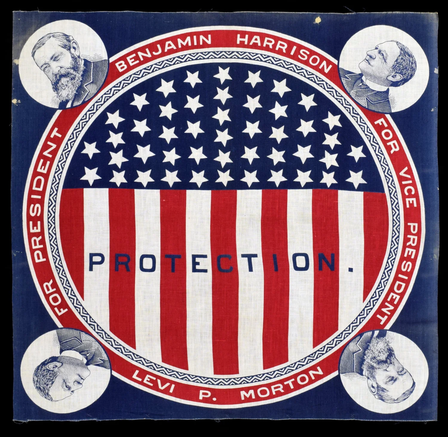 Benjamin Harrison and Levi Morton Campaign Bandanna