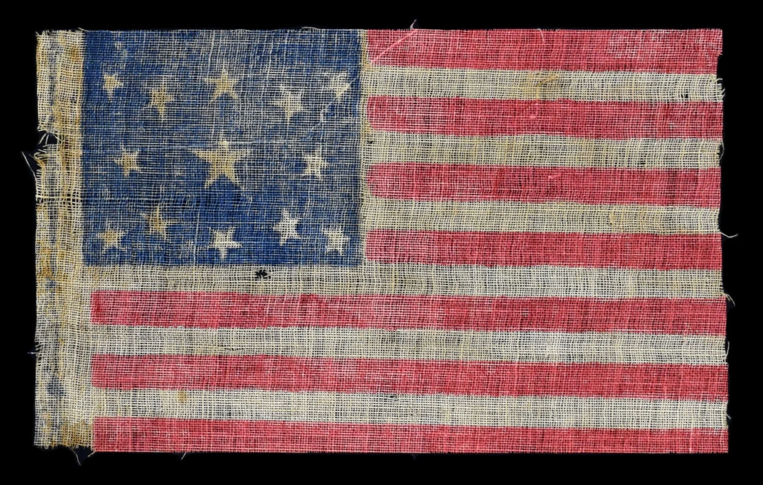13 Star Antique Parade Flag with a Rare Oval Medallion Pattern