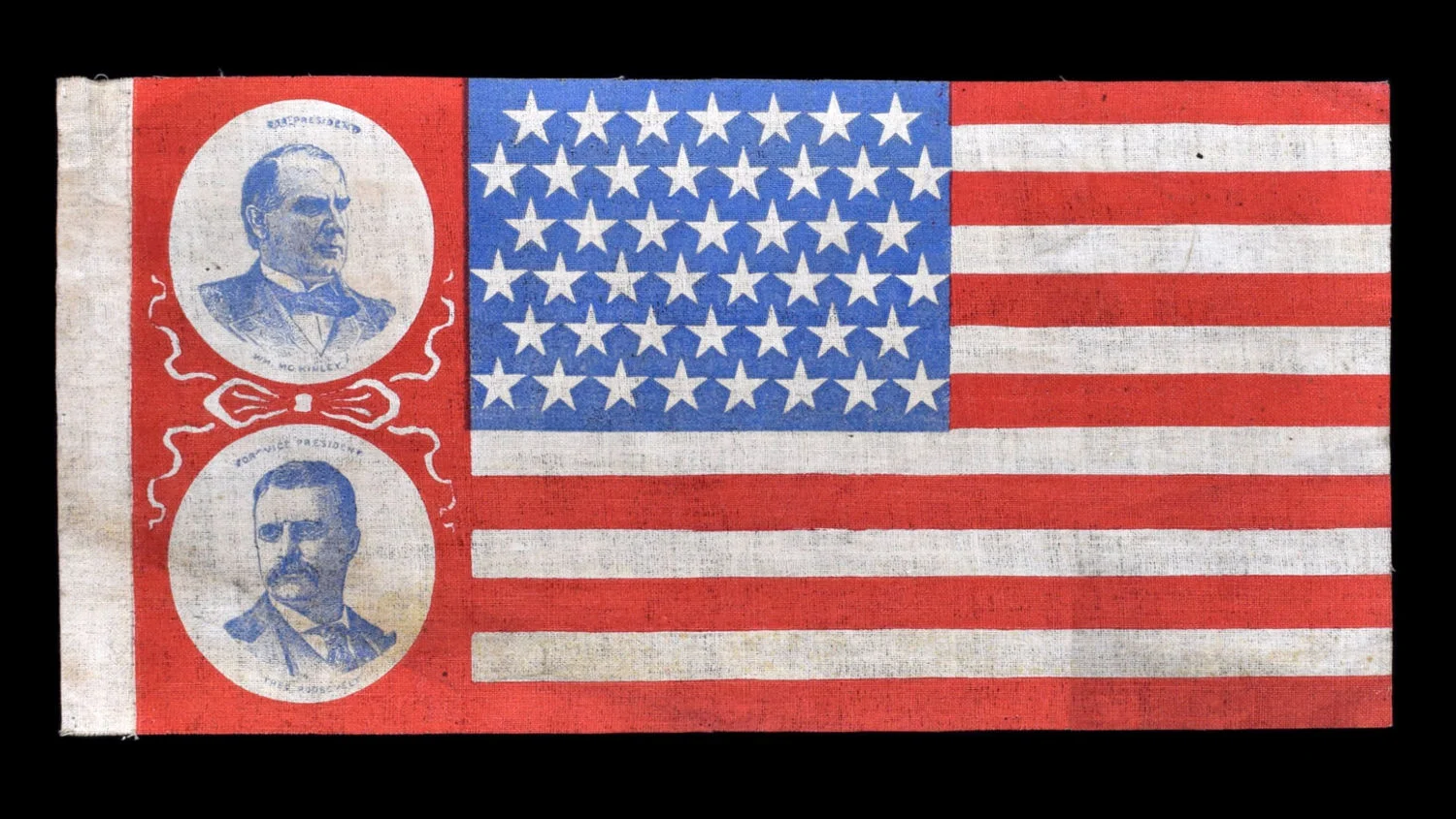 Scarce 45 Star Antique Campaign Flag | Features McKinley and Roosevelt