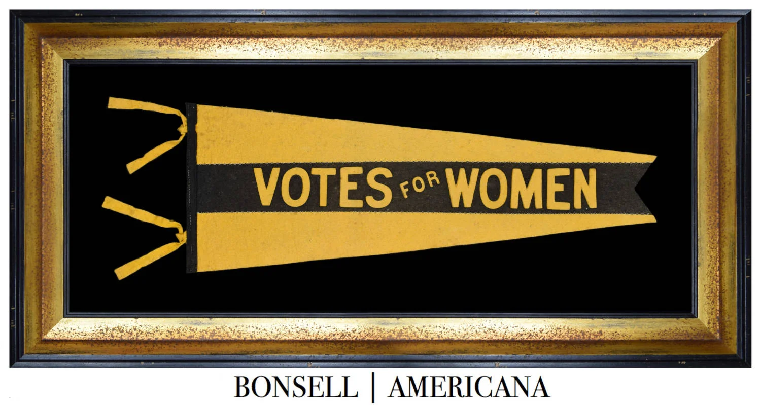 Antique Suffragette Pennant with a "VOTES FOR WOMEN" Overprint 