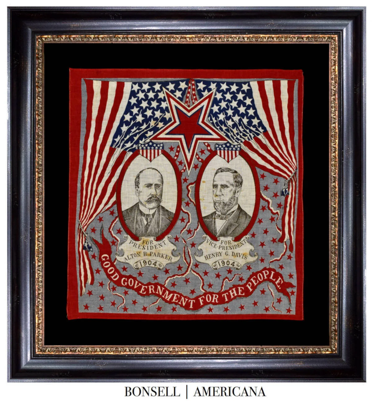 Antique Alton Parker and Henry Davis Campaign Bandanna | Circa 1904