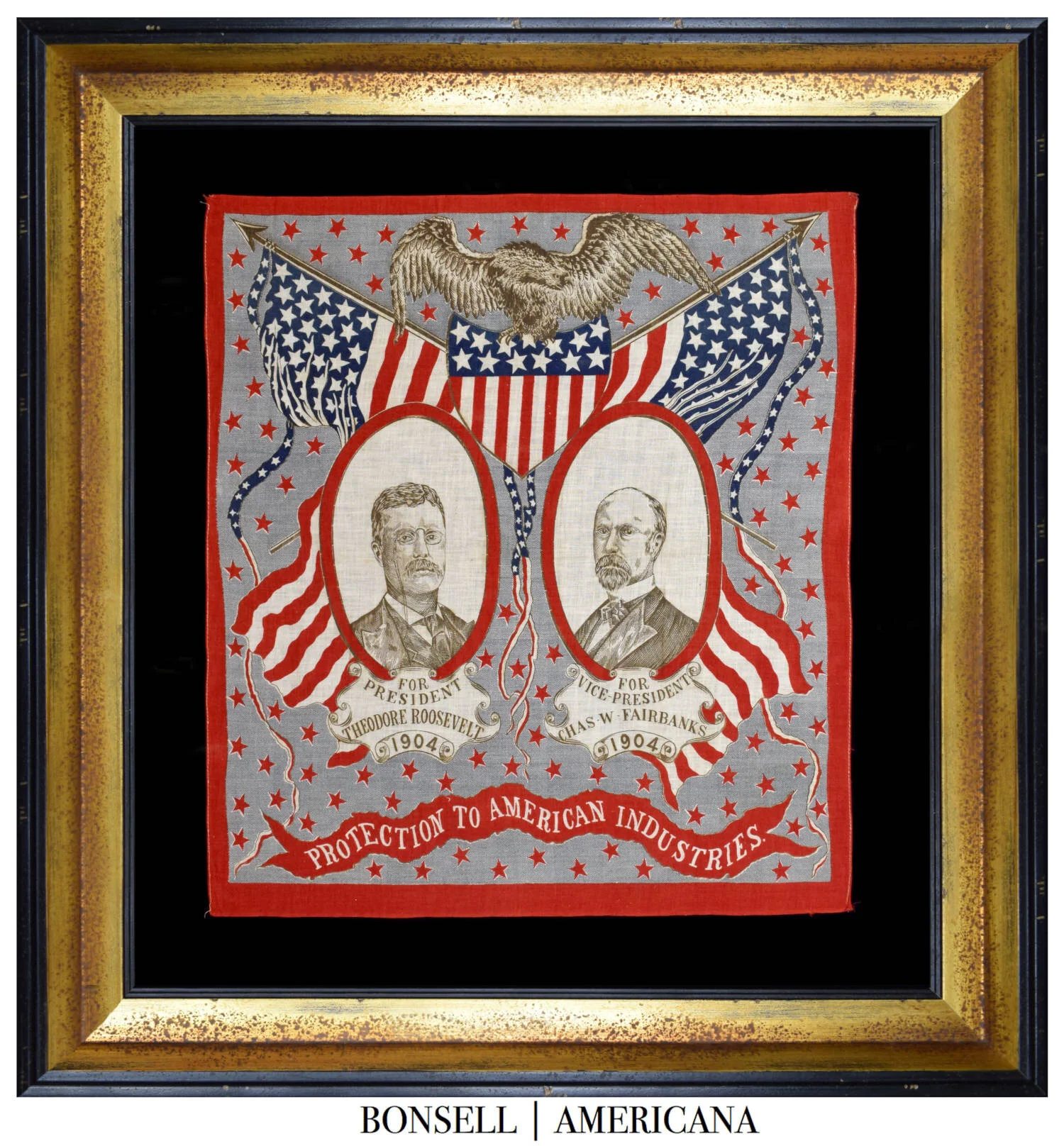 Antique Teddy Roosevelt and Charles Fairbanks Campaign Bandanna
