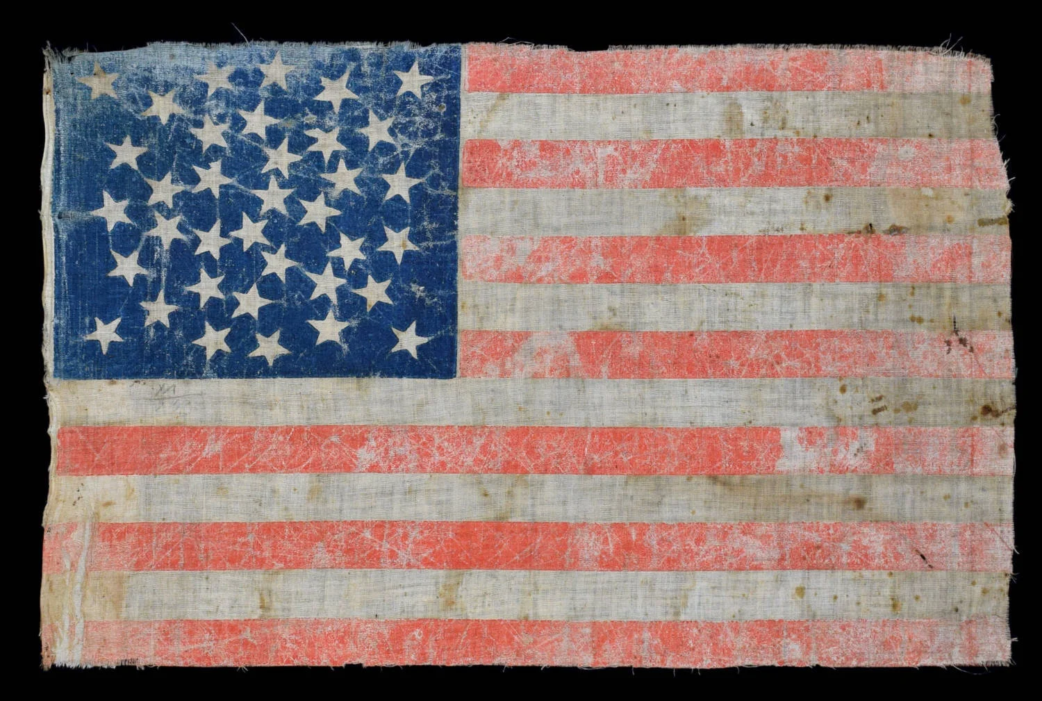 36 Star Antique Flag with a Rare Medallion Defining a Grand Luminary Configuration 