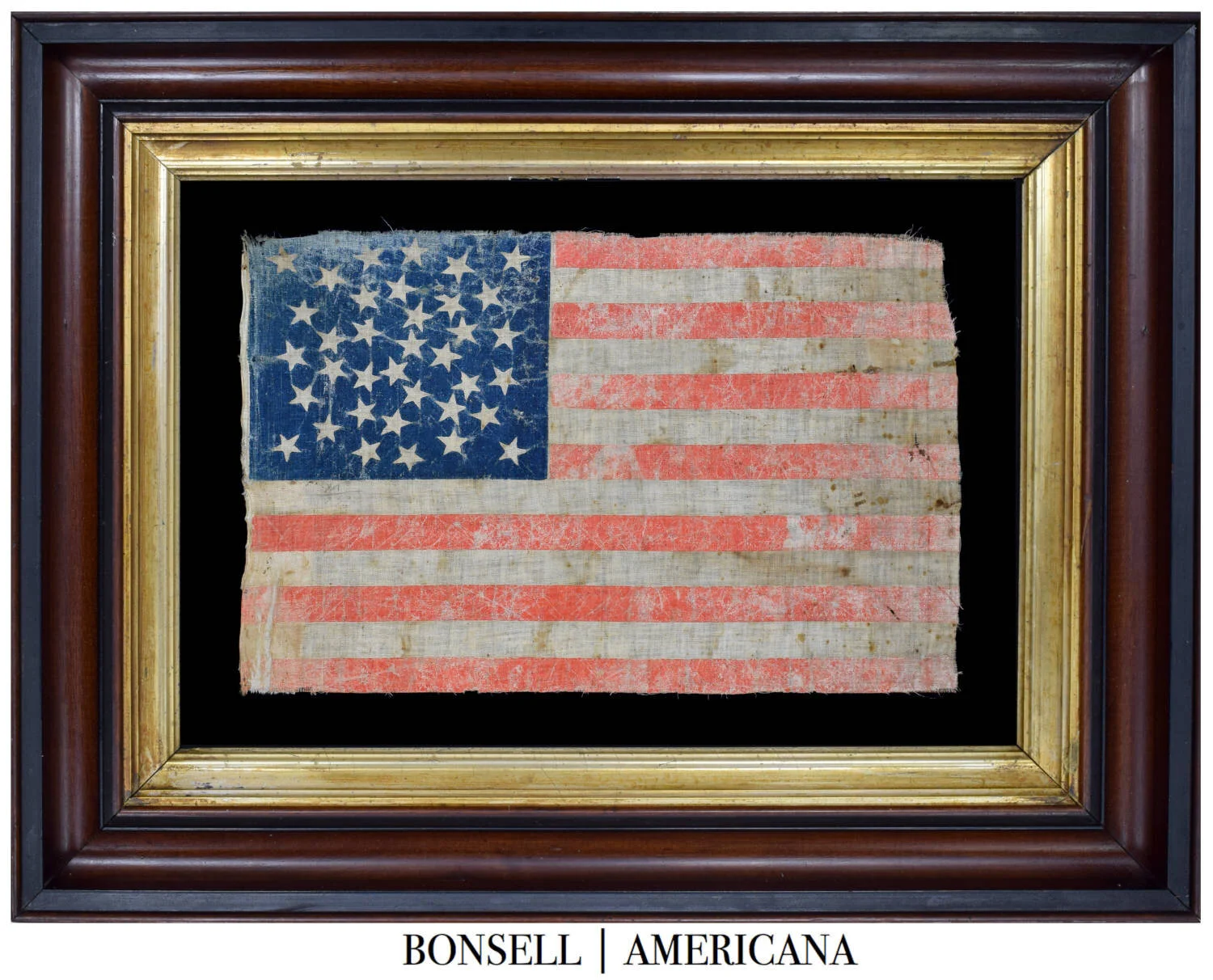 36 Star Antique Flag with a Rare Medallion Defining a Grand Luminary Configuration 