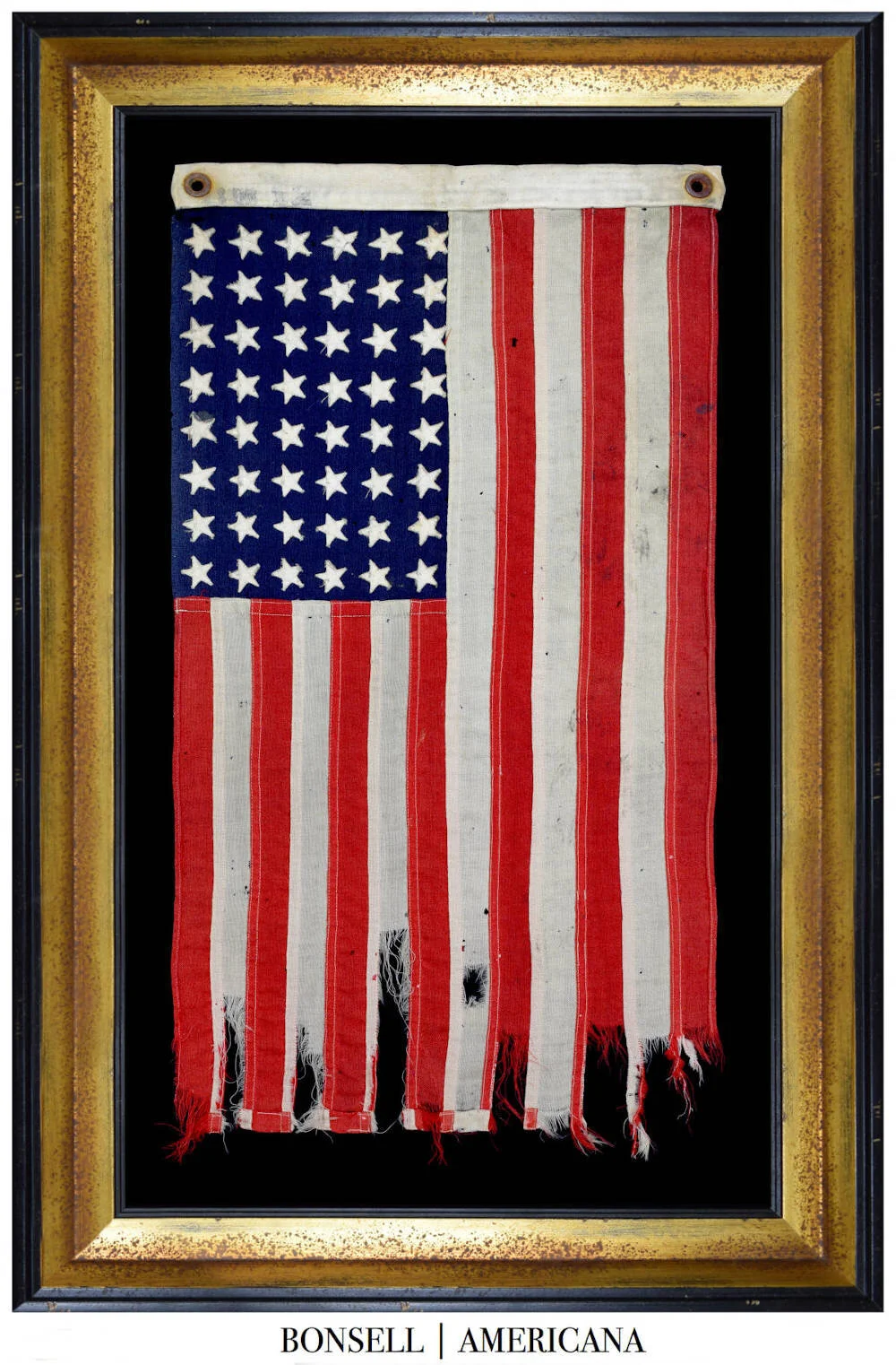 48 Star Flag with an Attractive Wear Pattern Due to Extensive Use | A No. 12 US Navy Small Boat Ensign 