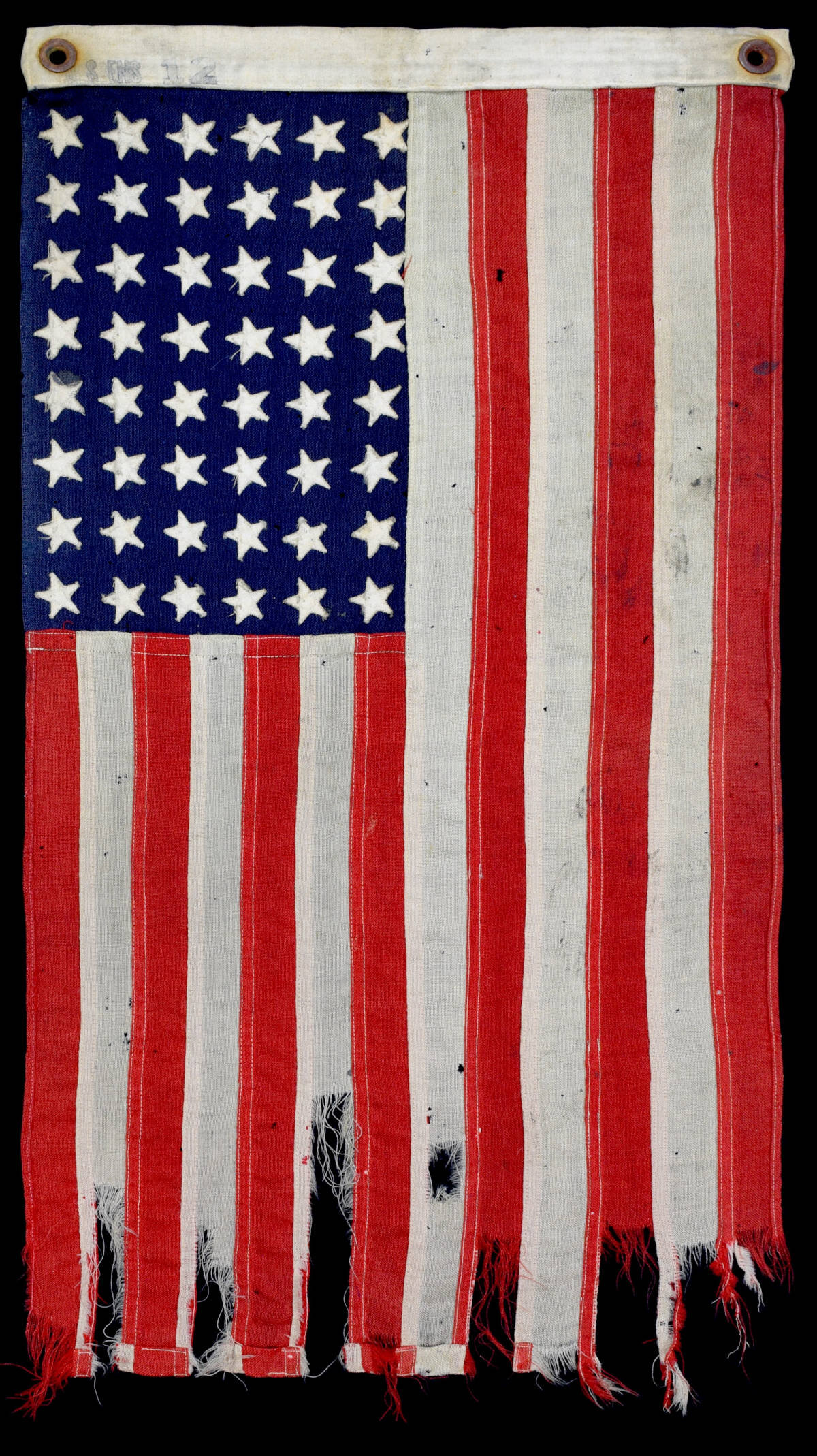 48 Star Flag with an Attractive Wear Pattern Due to Extensive Use | A No. 12 US Navy Small Boat Ensign 