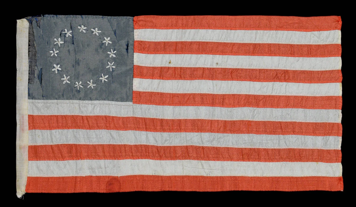 13 Star Antique Flag | Handsewn by either the Granddaughter or Great-Granddaughter of Betsy Ross | Constructed in the East Wing of Independence Hall in Philadelphia | Circa 1895-1913 