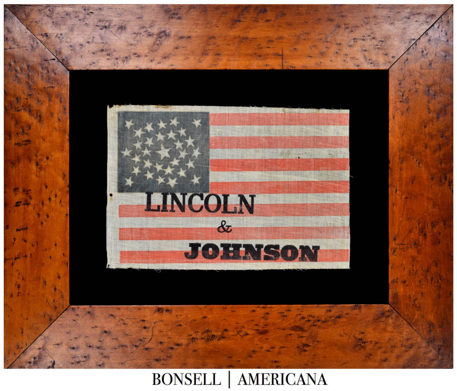 Extraordinary and Important Abraham Lincoln and Andrew Johnson Campaign Flag | Circa 1864