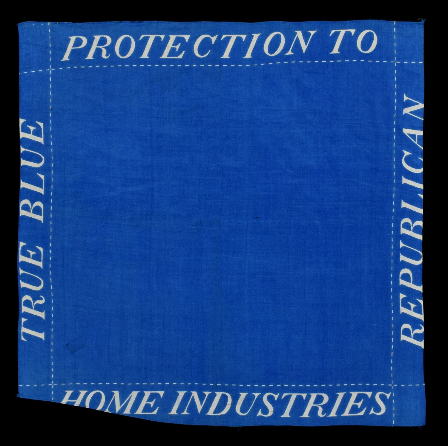 Protection to Home Industries & True Blue Republican Kerchief | Associated with the Benjamin Harrison Campaign | Circa 1888