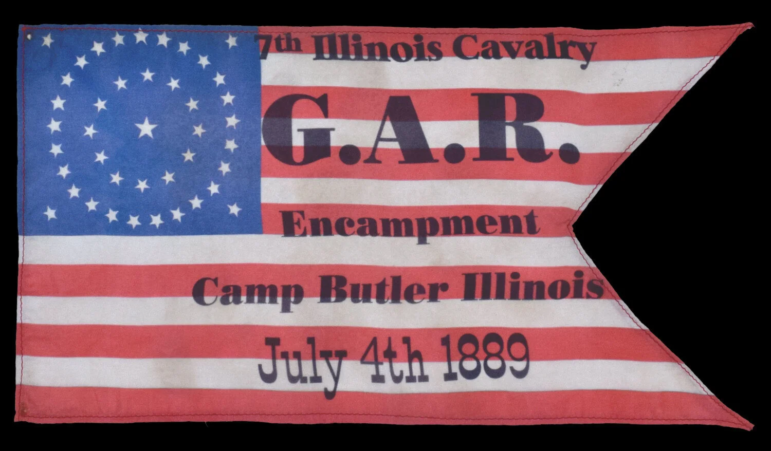 7th Illinois GAR Parade Flag in the Shape of a Cavalry Guidon
