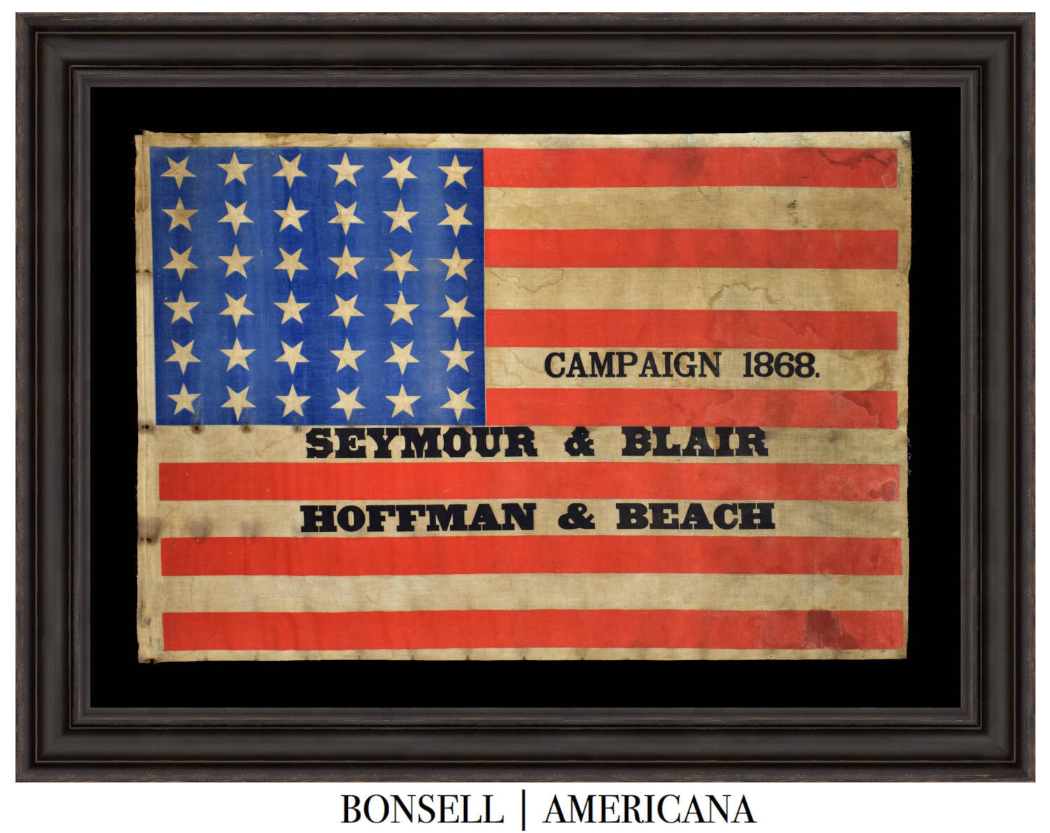 Antique Campaign Flag for (1) Seymour &amp; Blair and (2) Hoffman &amp; Beach