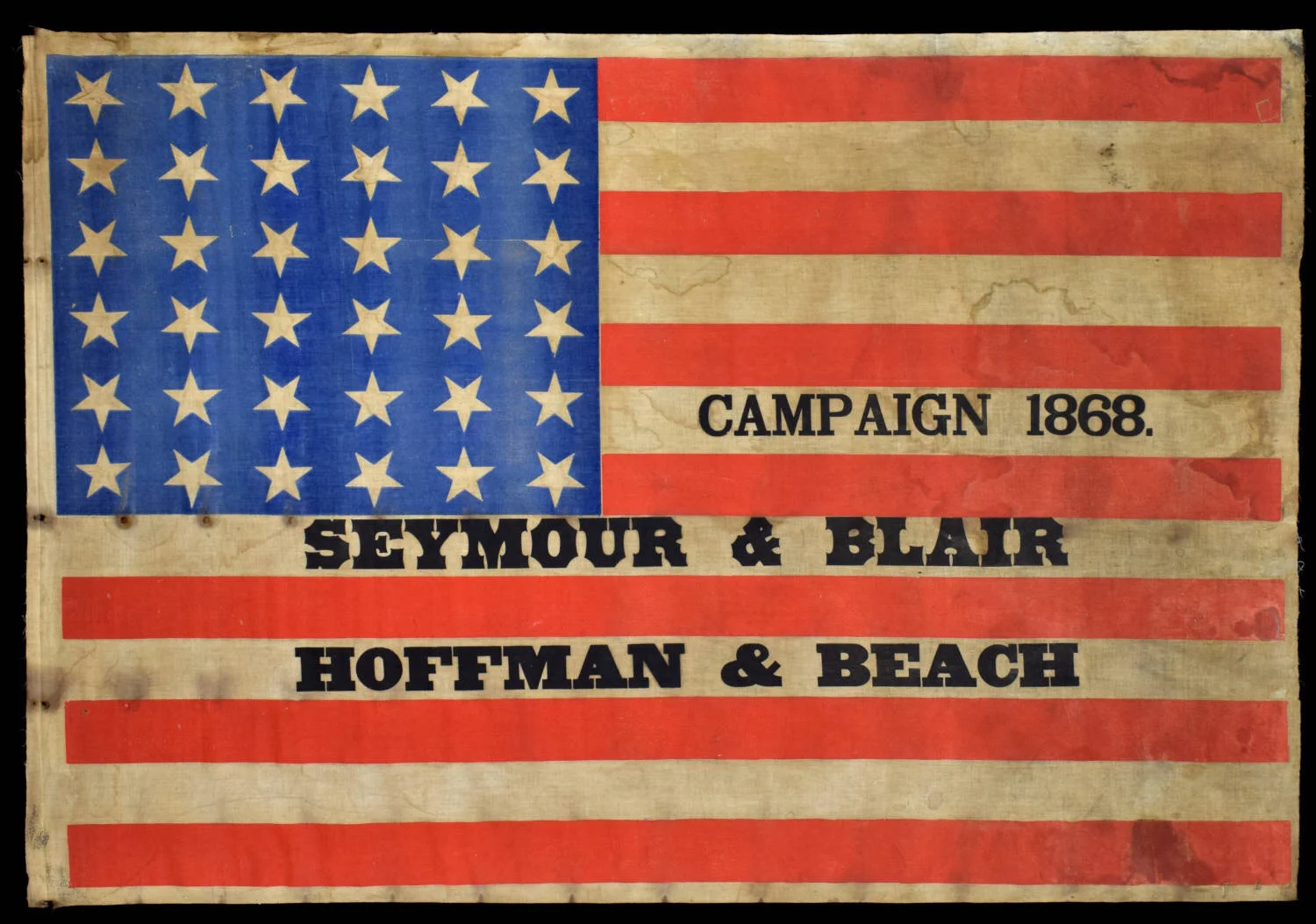 Antique Campaign Flag for (1) Seymour &amp; Blair and (2) Hoffman &amp; Beach