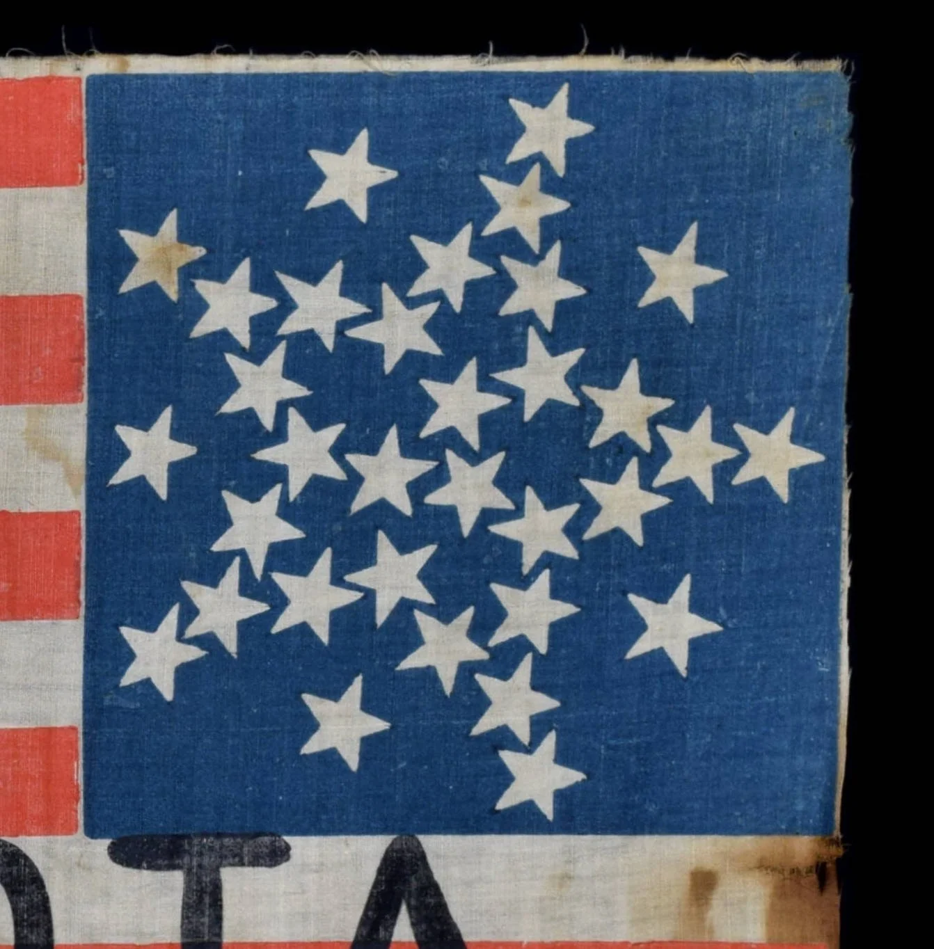 31 Star Antique Flag with a Grand Luminary Configuration and "MINNESOTA" Overprint | Flown at the Republican National Convention, in which Abraham Lincoln was Nominated