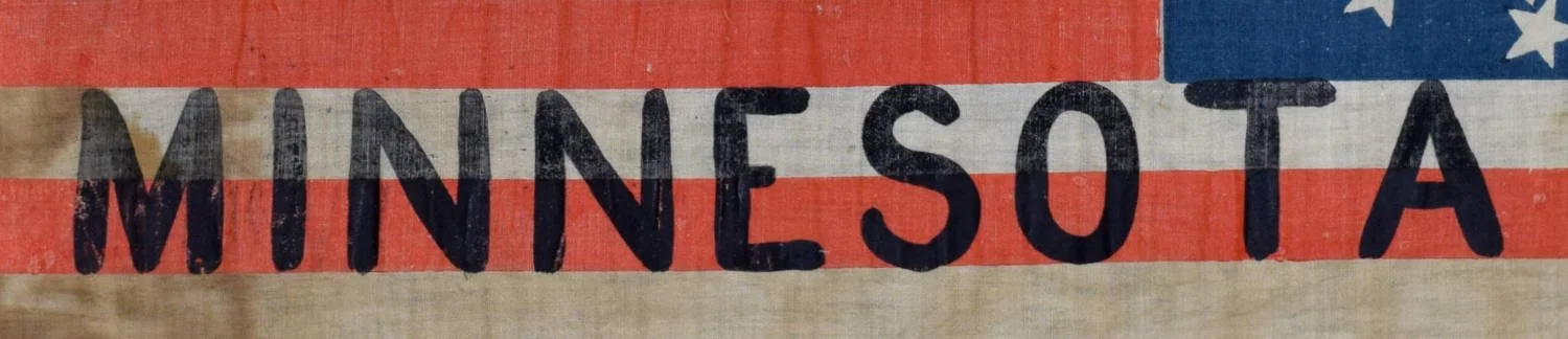 31 Star Antique Flag with a Grand Luminary Configuration and "MINNESOTA" Overprint | Flown at the Republican National Convention, in which Abraham Lincoln was Nominated