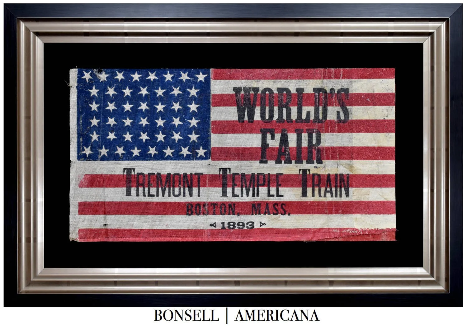 44 Star Antique Flag with a World's Fair Overprint 