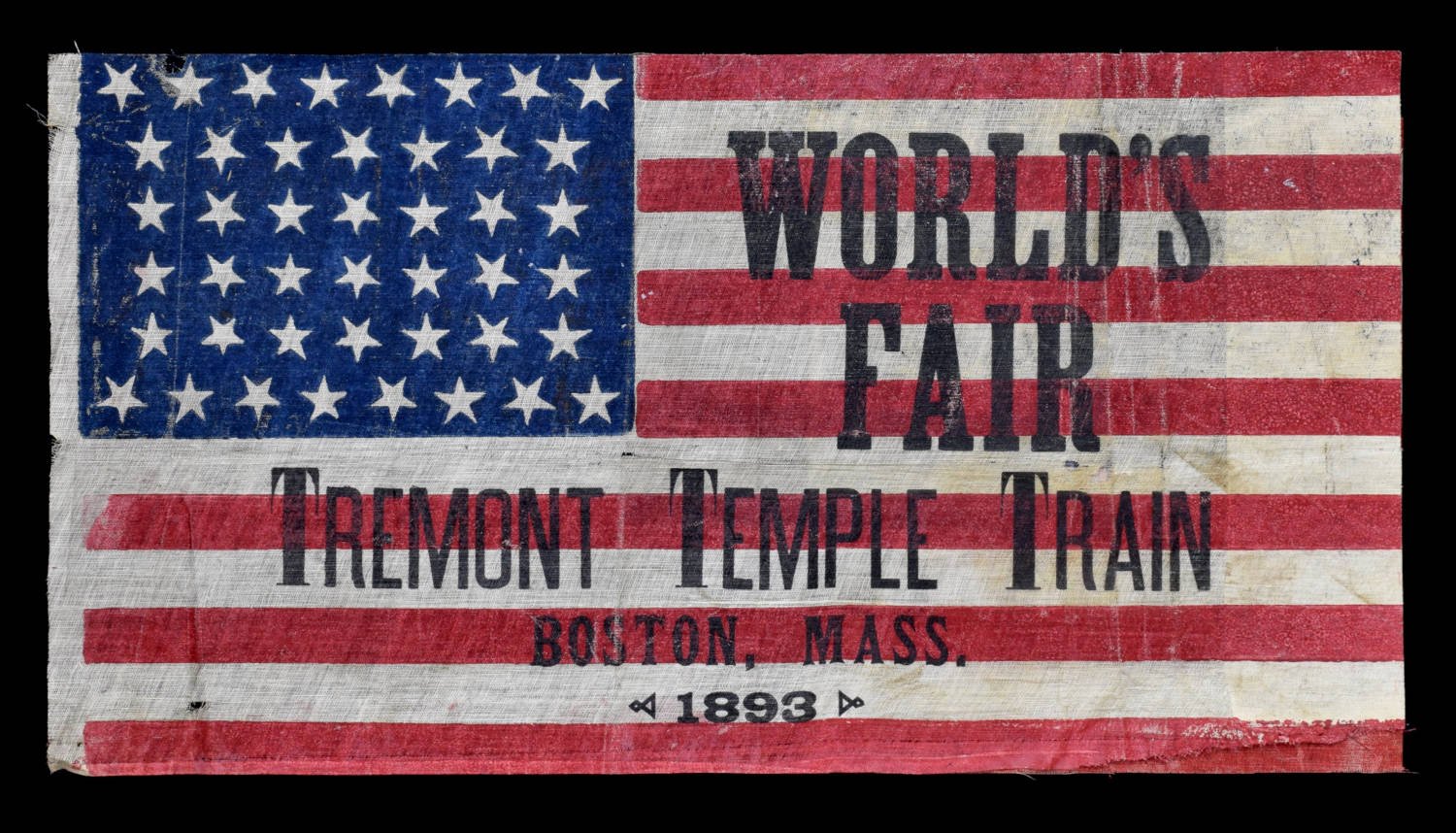 44 Star Antique Flag with a World's Fair Overprint 