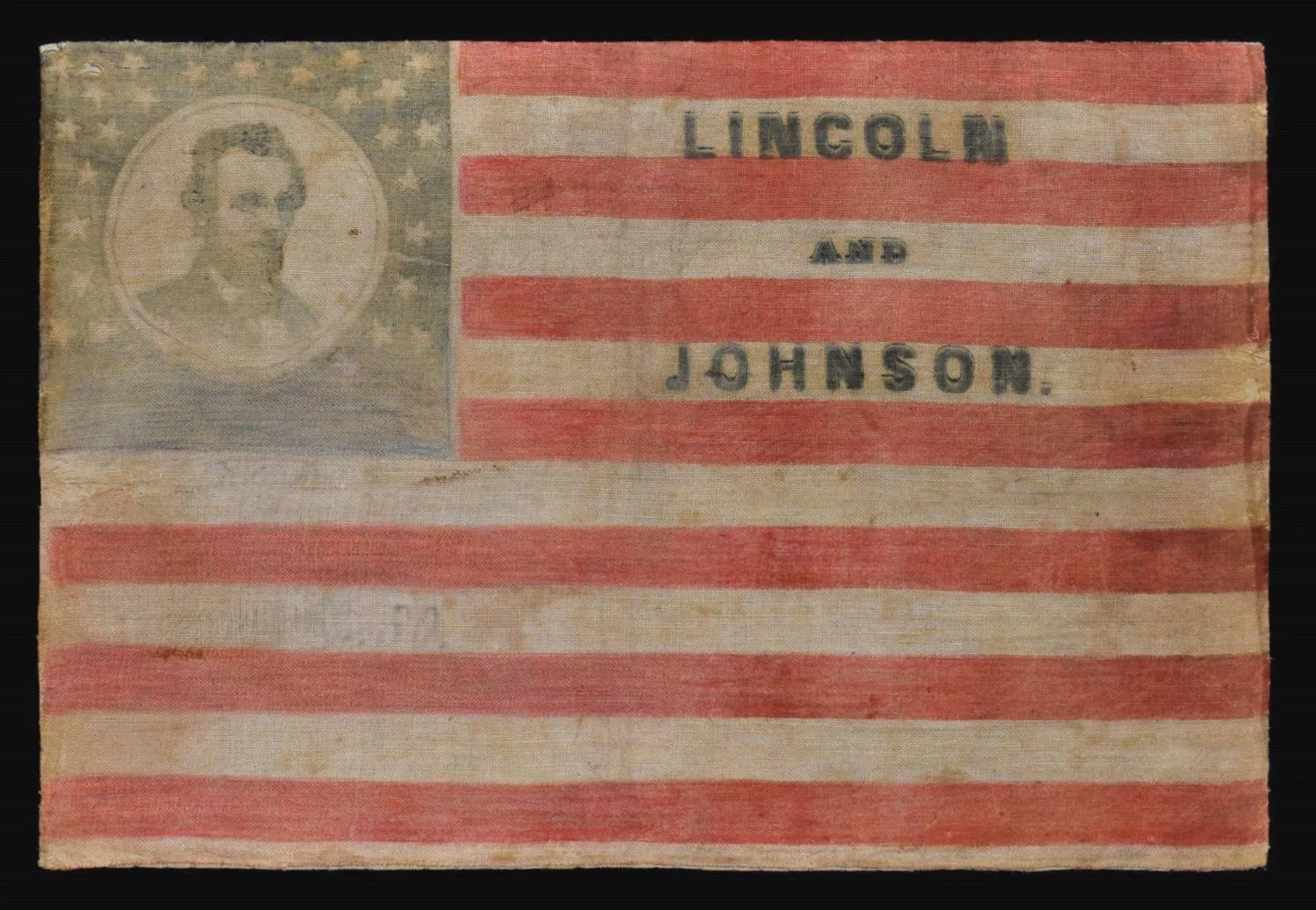 Abraham Lincoln and Andrew Johnson Campaign Portrait Flag