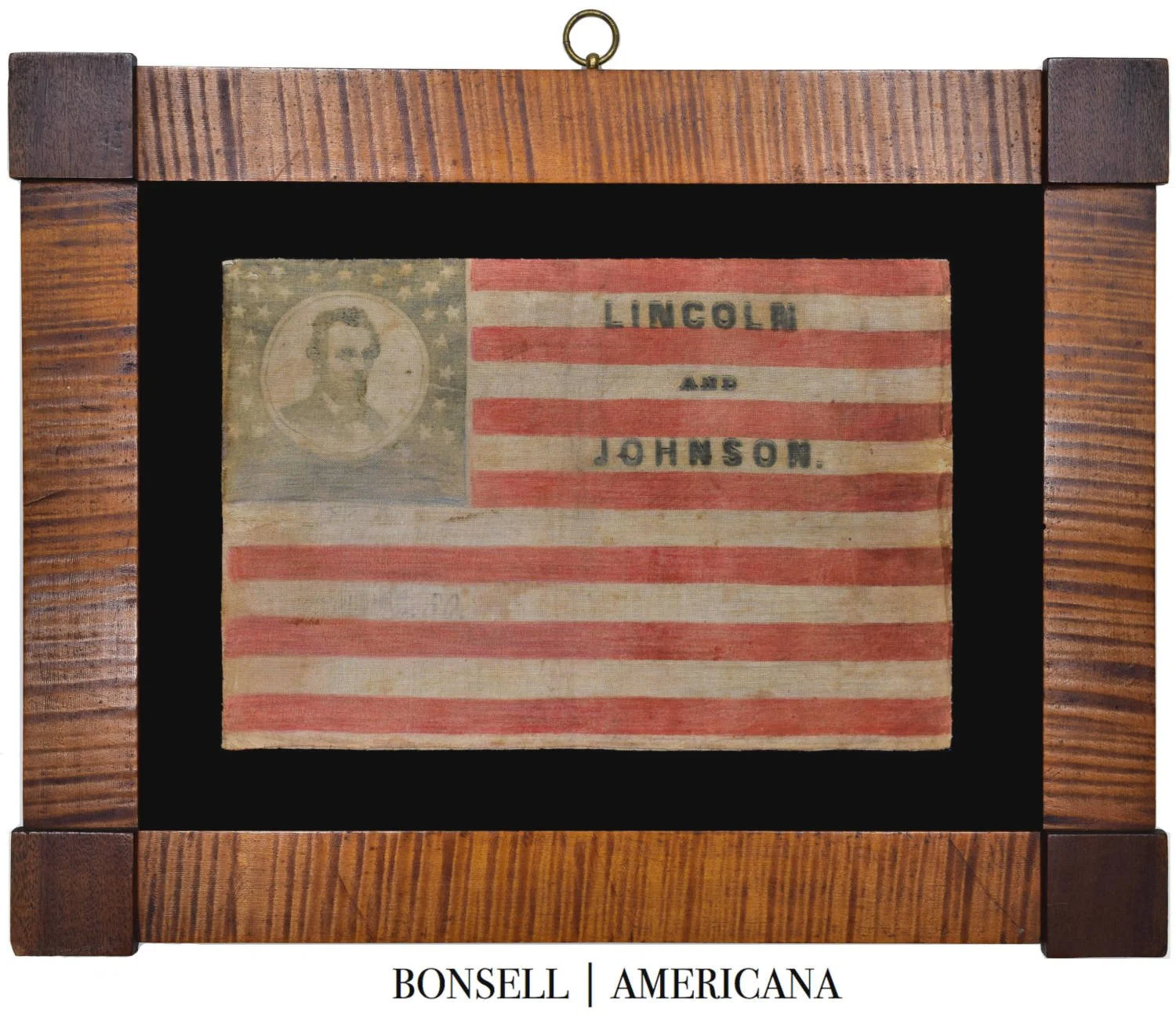 Abraham Lincoln and Andrew Johnson Campaign Portrait Flag