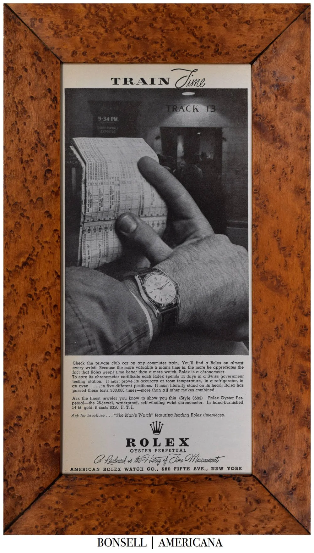 Antique Rolex Oyster Perpetual Print Ad | Circa 1950-1960
