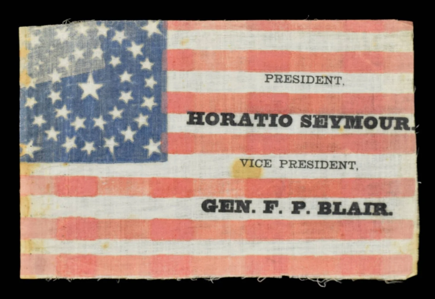 Antique Horatio Seymour and Gen. F. P. Blair Campaign Flag