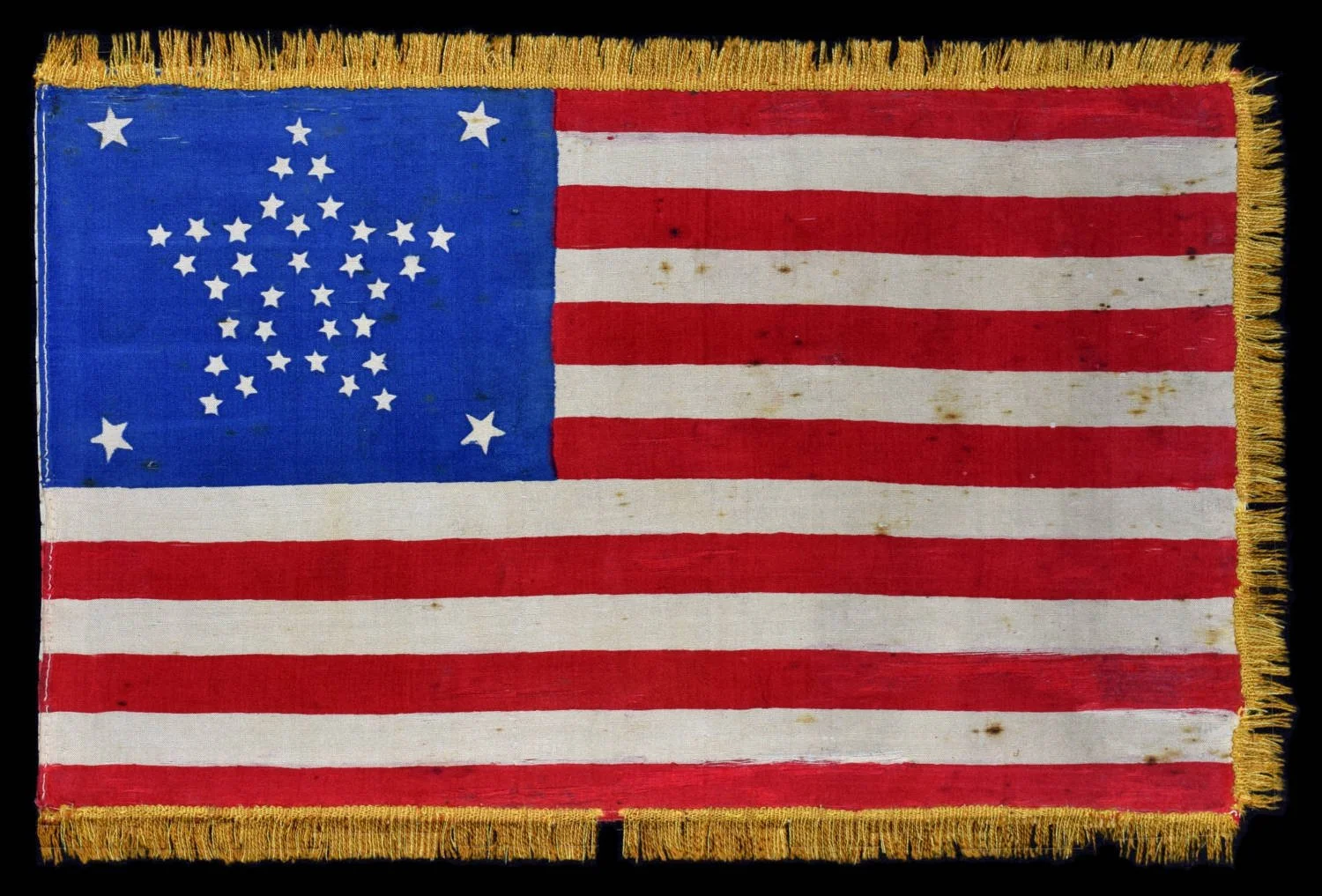 Scarce 37 Star Antique Flag with a Grand Luminary Configuration | Nebraska Statehood | Circa 1867-1876