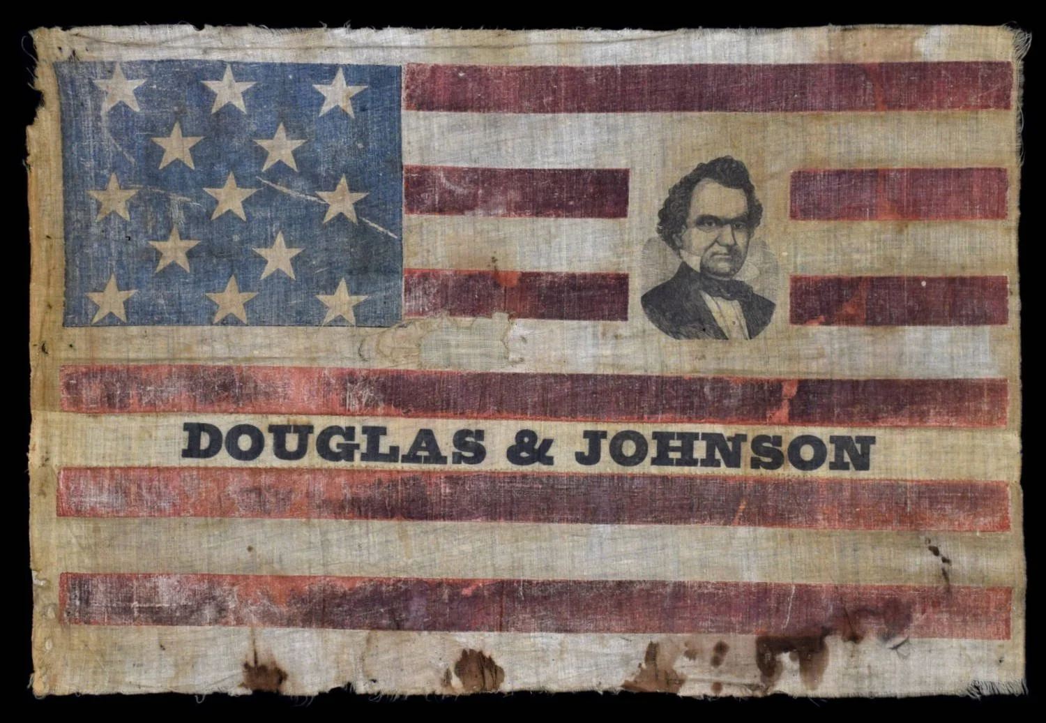 Antique Douglas & Johnson Campaign Flag with 13 Stars