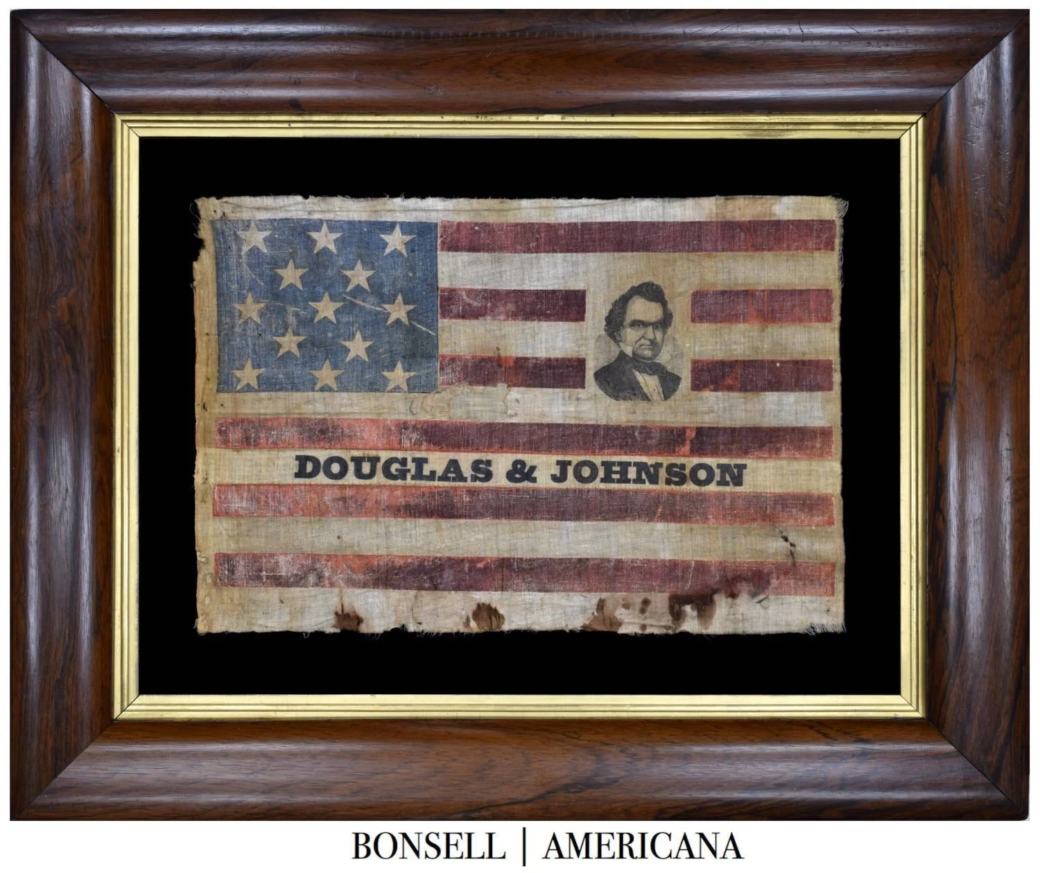 Antique Douglas & Johnson Campaign Flag with 13 Stars