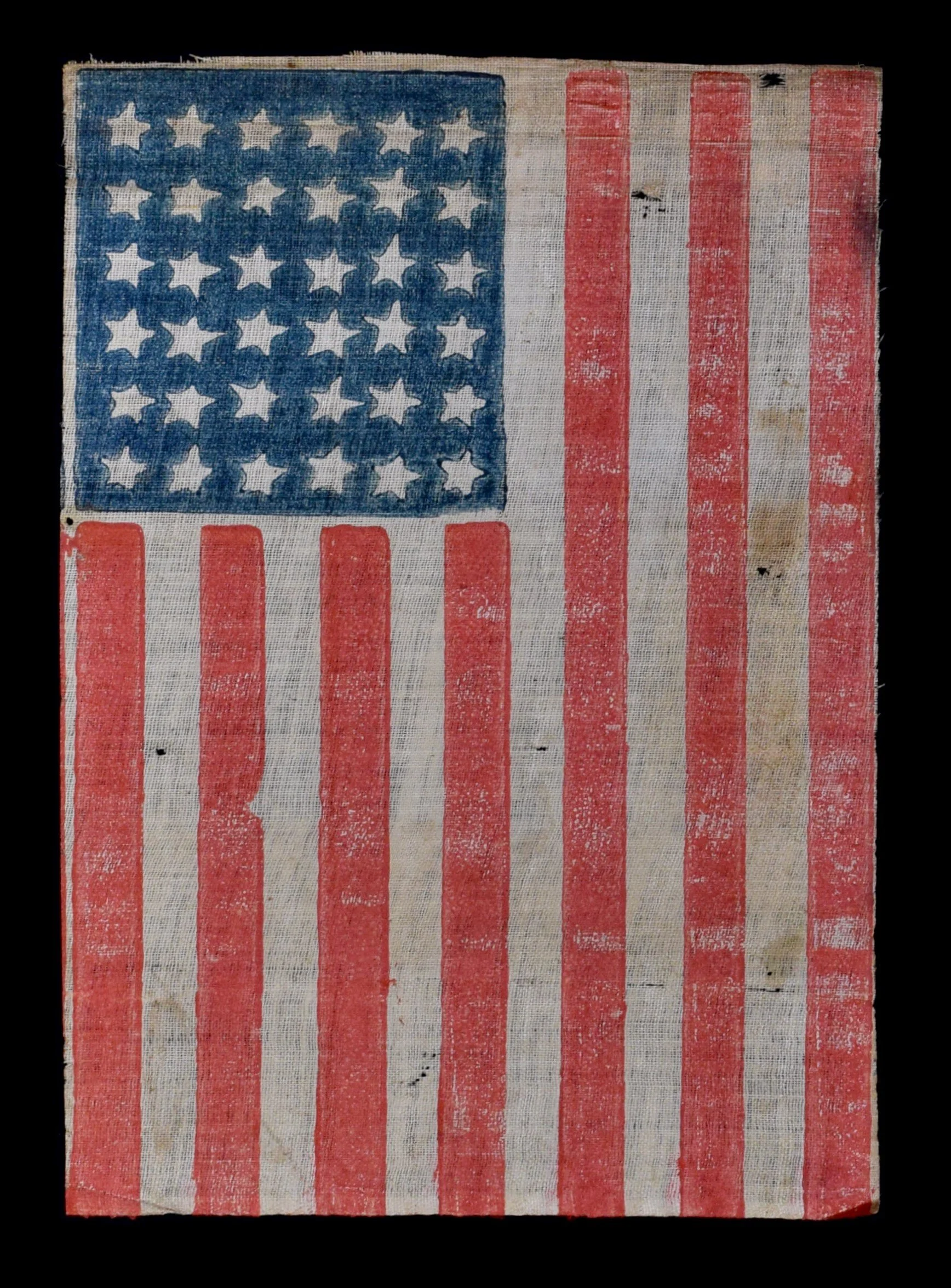 36 Star Antique Flag with Crudely Shaped Stars | Nevada Statehood | Circa 1864-1867